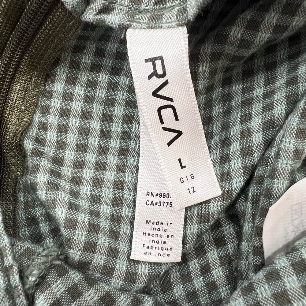 RVCA Sleeveless Jumpsuit Women’s Sz L Green&Black Check Pattern - Picture 5 of 11